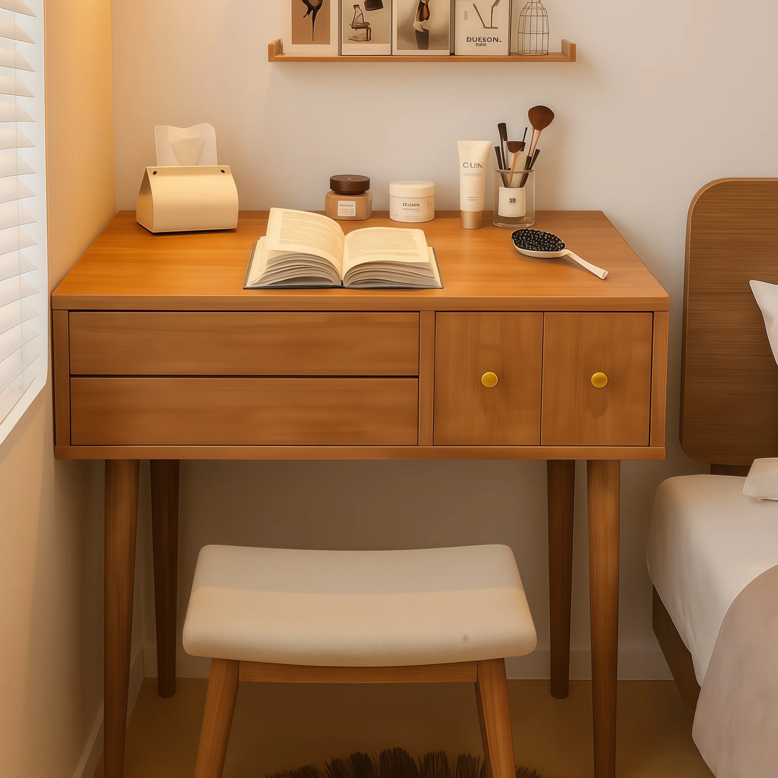 2025 new solid wood dresser modern simple modern small apartment bedroom clamshell storage integrated can be used as a desk