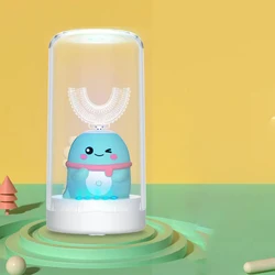 360° Automatic U-shaped Children Electric Toothbrush Charging for Kids Cartoon Smart Sonic Toothbrush Blue Light UV Disinfection