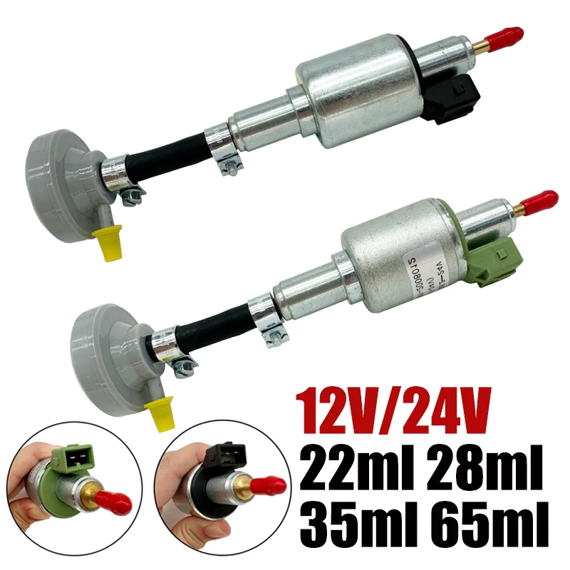 

12V/24V Air Diesel Parking Heater Oil Fuel Pump Pulse Meter Pump w/Damper Fuel Check Valve For Webasto Eberspacher 22/28/35/65ML