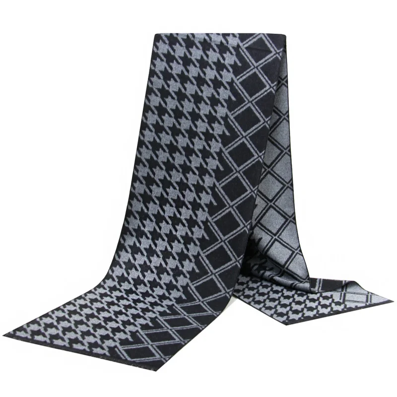 

Новый осенне-зимний мужской шарф в клетку, теплый полосатый мужской шейный платок из пашмины, деловые шарфы, повседневная мягкая длинная шаль