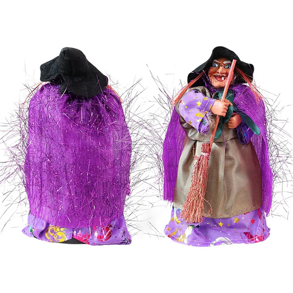 

Creative Broomstick Witch Statues Funny Cloth Halloween Witch Ornament Realistic Crafts Scary Witch Sculpture
