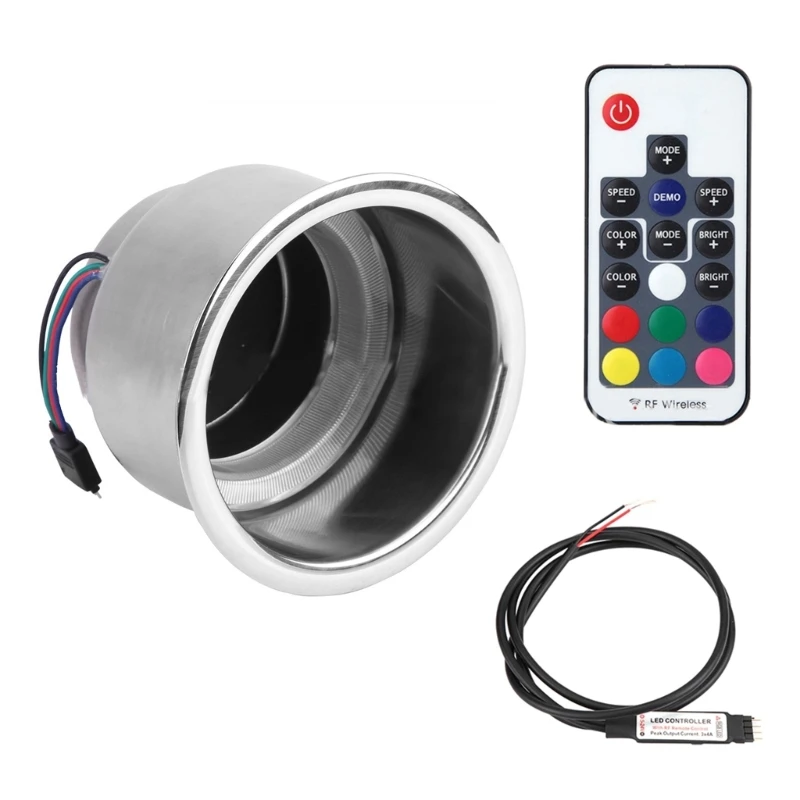 Stainless Steel 14LED Cup Drink Holders Polished for Marine Boats Truck Remote Control RGB Light Cup Drink Holders