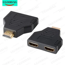 HDMI-Compatible to Dual HDTV Adapter Gold Plated 1 to 2 HD Male to Two HD Female Adapter Splitter Video/Audio Splitter for HDTV