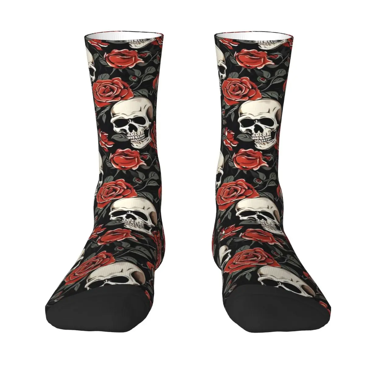 Skull And Roses Socks Hiking 3D Print Boy Mid-calf Sock