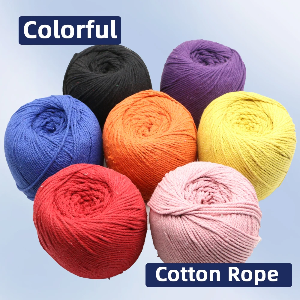 Baiann-Cuerda de algodón trenzada de 3mm, hilo de decoración de bricolaje, algodón colorido hecho a mano, cordón de cuerda de macramé de 5 metros