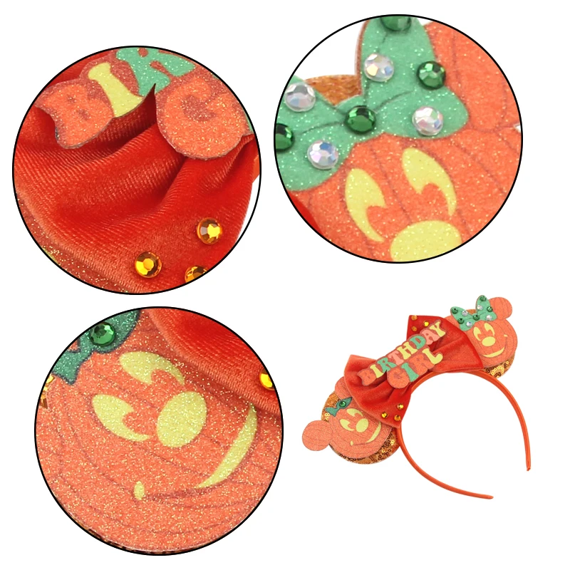 할로윈 마우스 귀 머리띠 스팽글 활 헤어밴드 축제 만화 DIY 헤어 액세서리 부티크, 2024 신제품, 5 인치