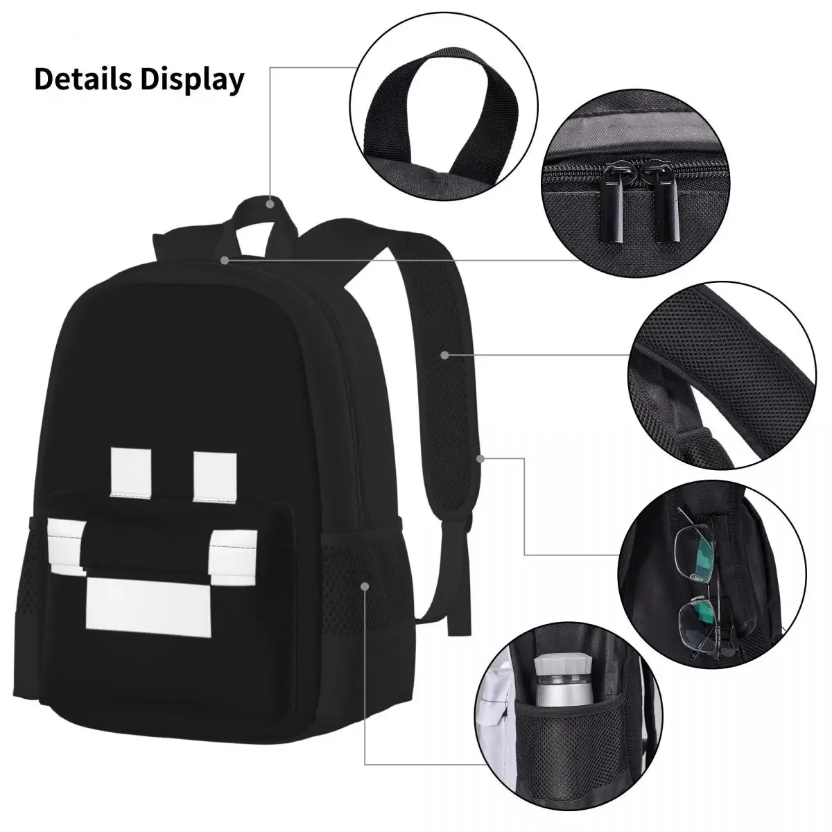 Quackity Merch Smile Logo Backpacks Boys Girls Bookbag Students School Bags Kids Rucksack Lunch Bag Pen Bag Three-Piece Set