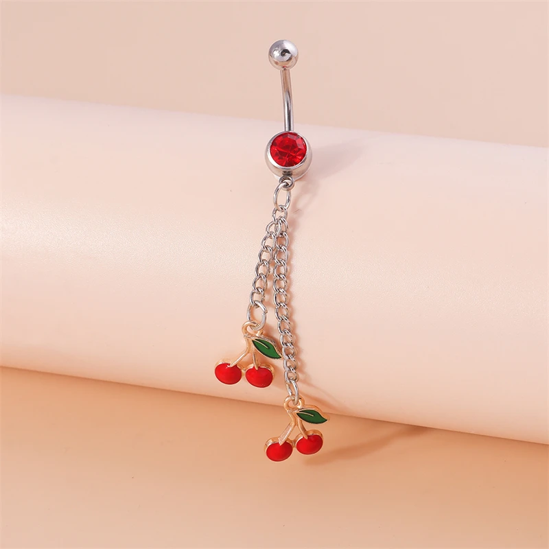 Mode Kristall Kirsche Bauchnabel Ringe Sexy Nabel Ringe Bauch Piercing Körper Schmuck Frauen Mädchen Party Urlaub Schmuck Geschenke – Detail 6