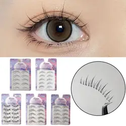 Macio Natural cílios extensão Pacotes, cílios falsos Wispy, banda invisível, 5 pares