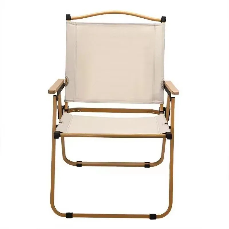 Portable Foldable Metal Camping Chair, Sturdy Durable Seat with Armrests for Outdoor & Indoor Use