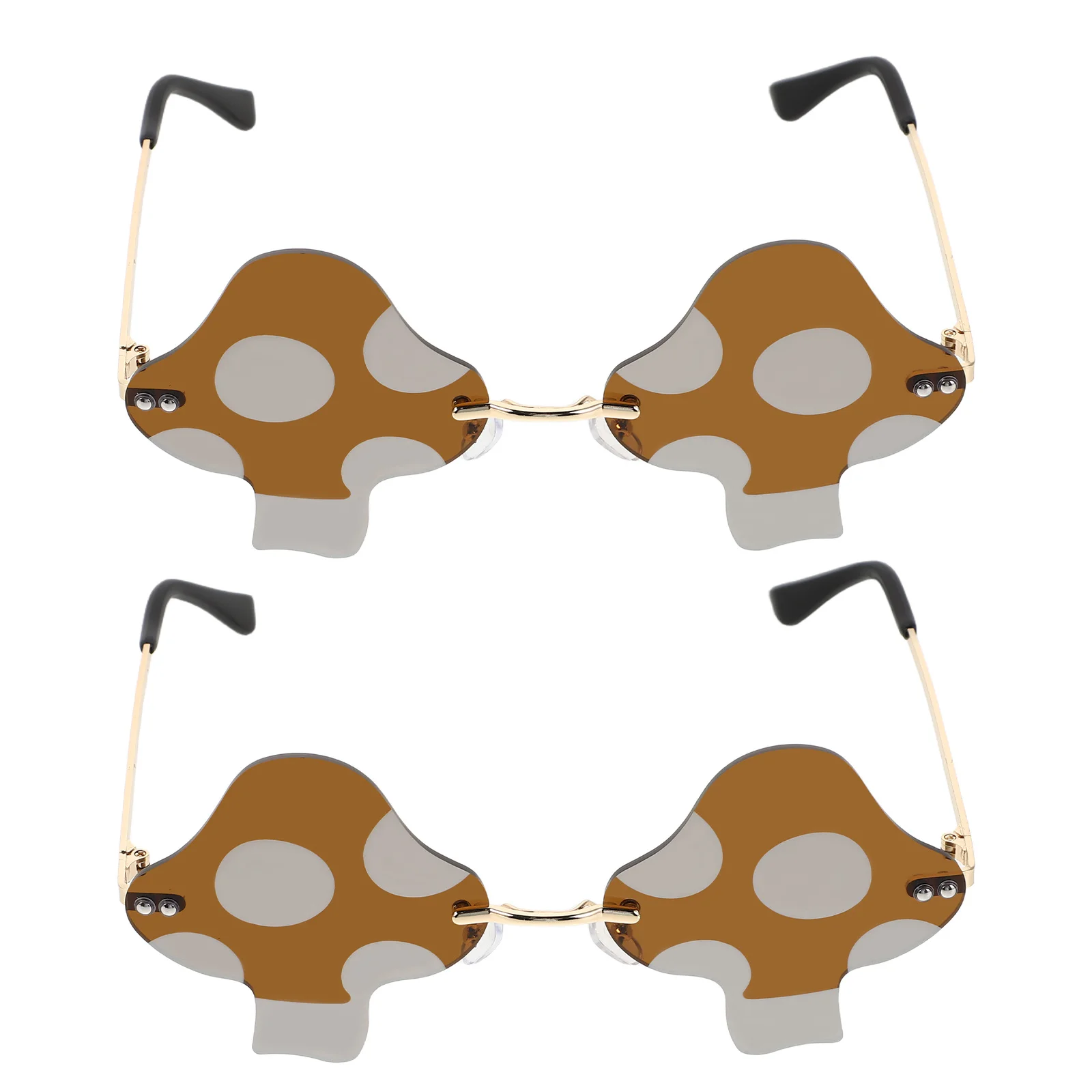 2 stuks Paddestoel Zonnebril Frameloze Retro Onregelmatige Vorm Vintage Stijl Festival Rave Cosplay Party Uv-bescherming Nieuwigheid Brillen