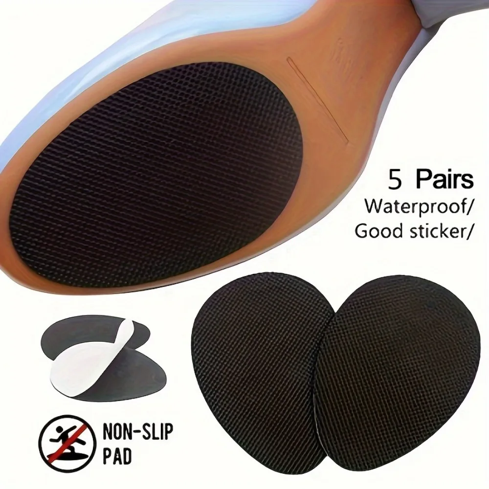 5 أزواج من الملصقات النعلية المضادة للانزلاق، وسادات نعل الأحذية ذاتية اللصق المقاومة للاهتراء، مناسبة للكعب العالي