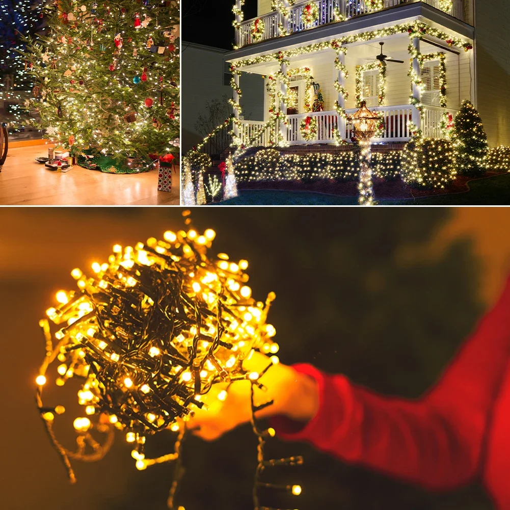 10/20/30/50m ip67 à prova dip67 água ue/eua plug luzes de natal ao ar livre led string guirlanda luz casa jardim festa decoração de ano novo