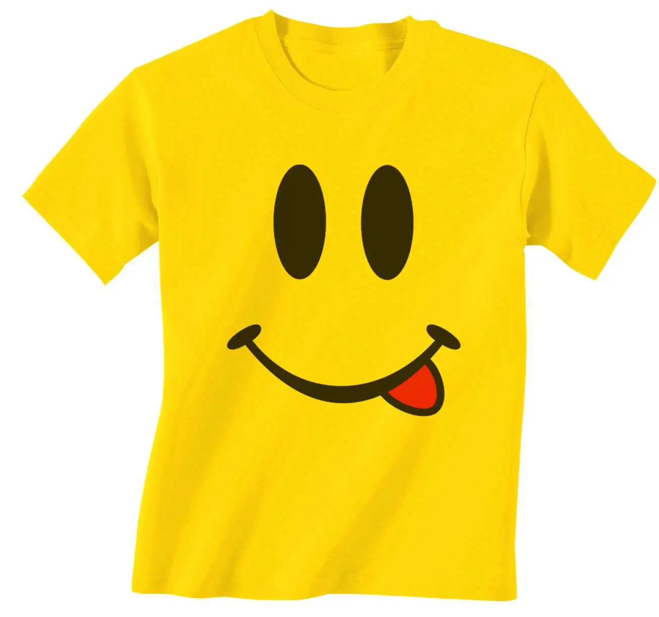 Smiley Face Emoji Lustiges Unisex-T-Shirt aus 100 % Baumwolle für Herren in Gelb