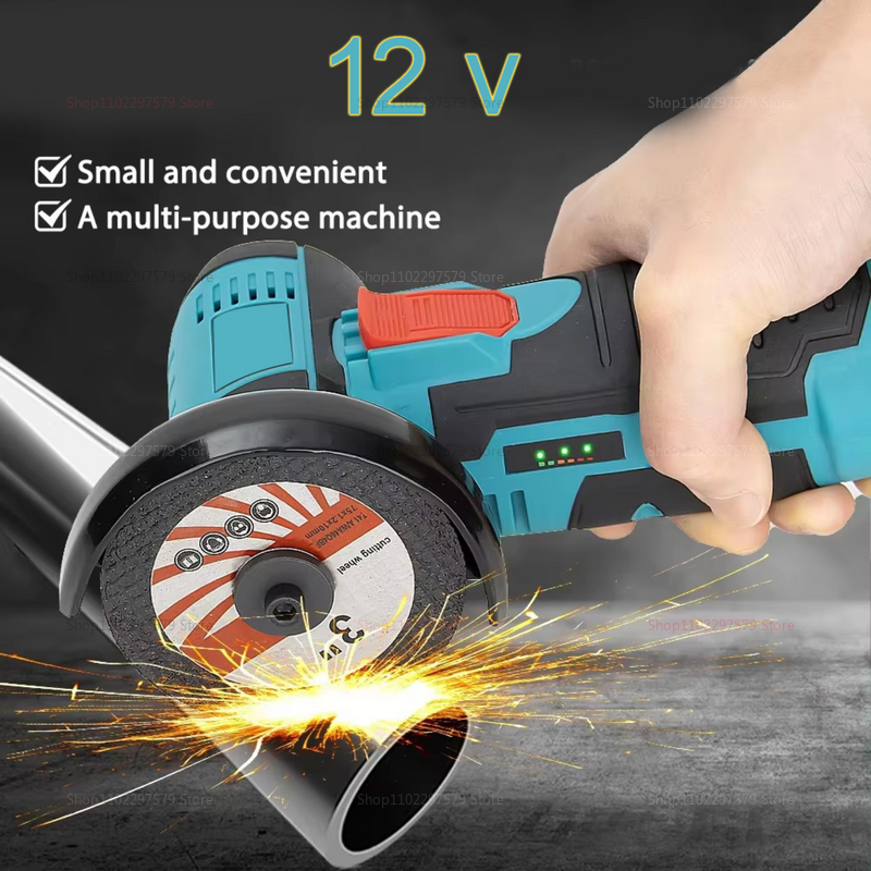  Cordless Angle Grinder Brush Cutter 12V Small Polishing Machine Cutting Portable Cordless Power Tool for Home DIY Metal Wood 