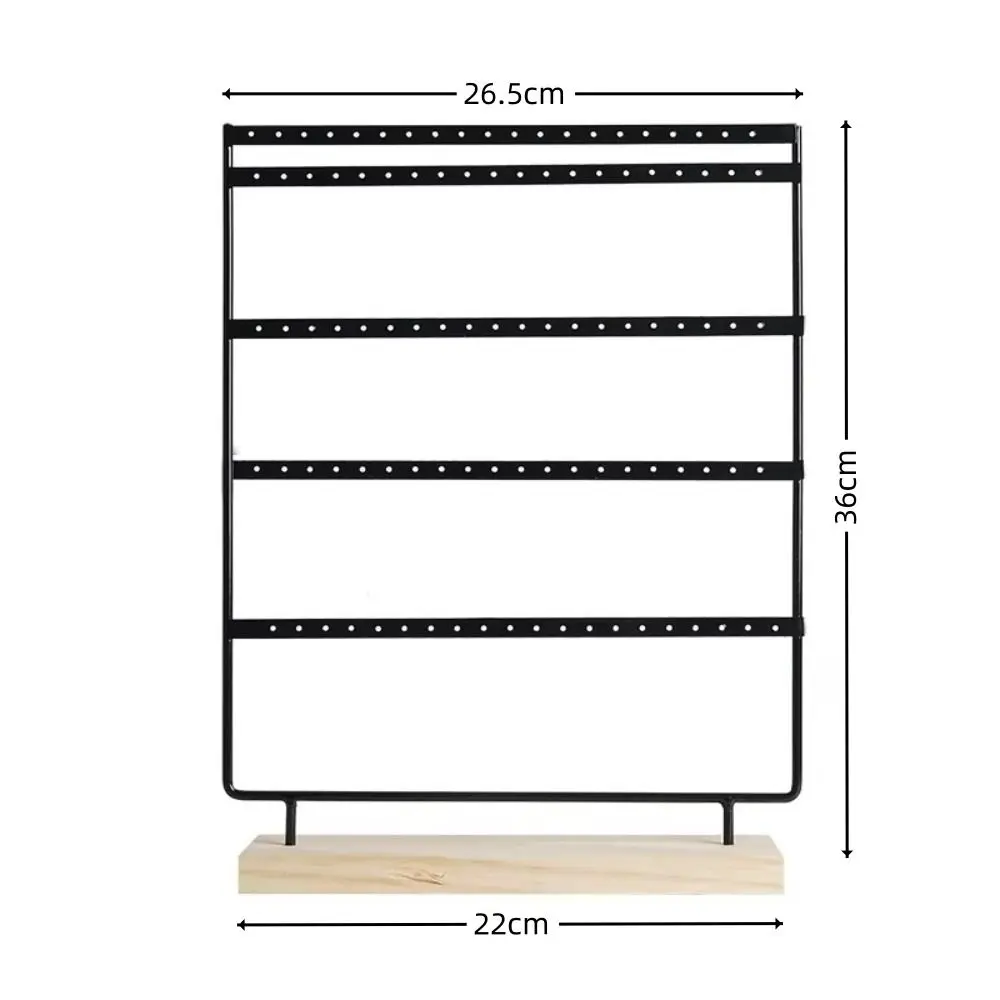 Metal Earring Display Holder 110 Holes 5-Tiers Jewelry Storage Rack Tree Design Wooden Base Ear Stud Rack Home Organization