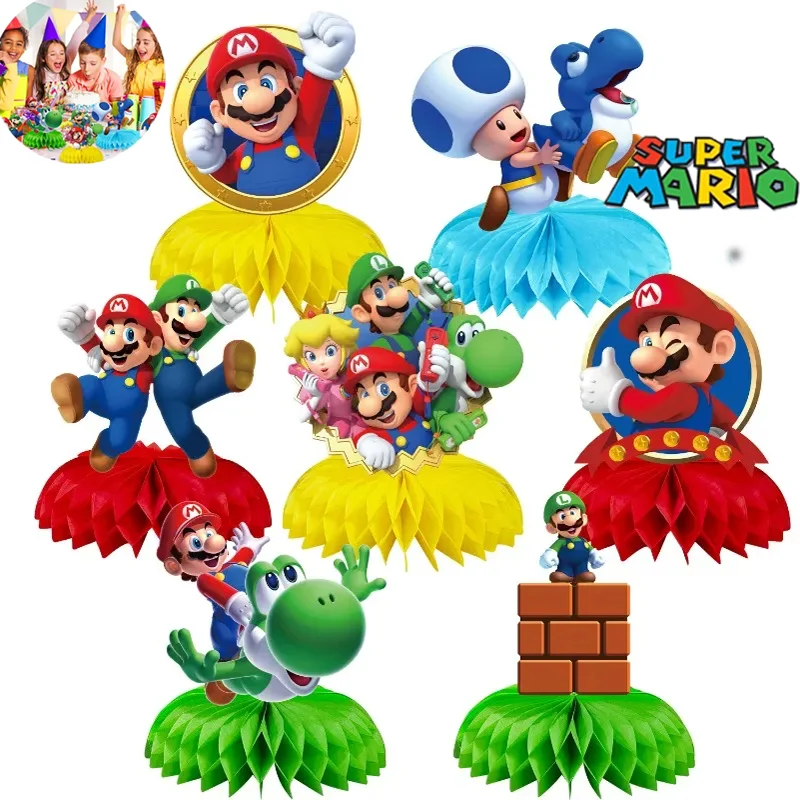 Super Mario Bros Party Theme Honeycomb Paper Fan Decoration Luigi Honeycomb Ball Mario Party Tabletop Decoration Supplies Gifts