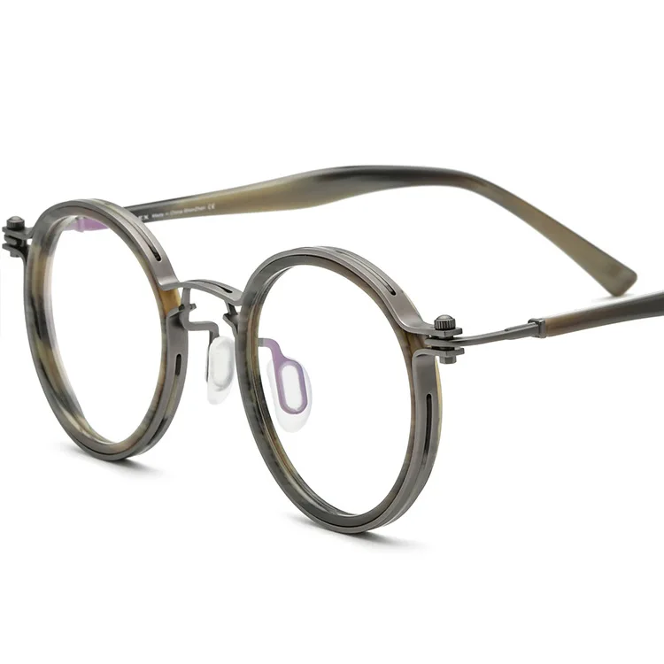 Plate myopia glasses frame men and women retro round alloy optical glasses frame