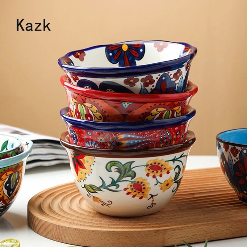 Nordic Fancy Glaze Ceramic Bowl Creative Personality Household High Foot Noodle Soup Bowls Kitchen Dining Table Tableware Bowl