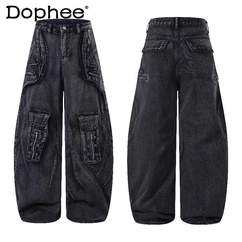

2026 Men's Four-season Wear Fashion Three-dimensional Pocket Denim Pants Stylish Personalized Jeans Loose Comfort Denim Trousers