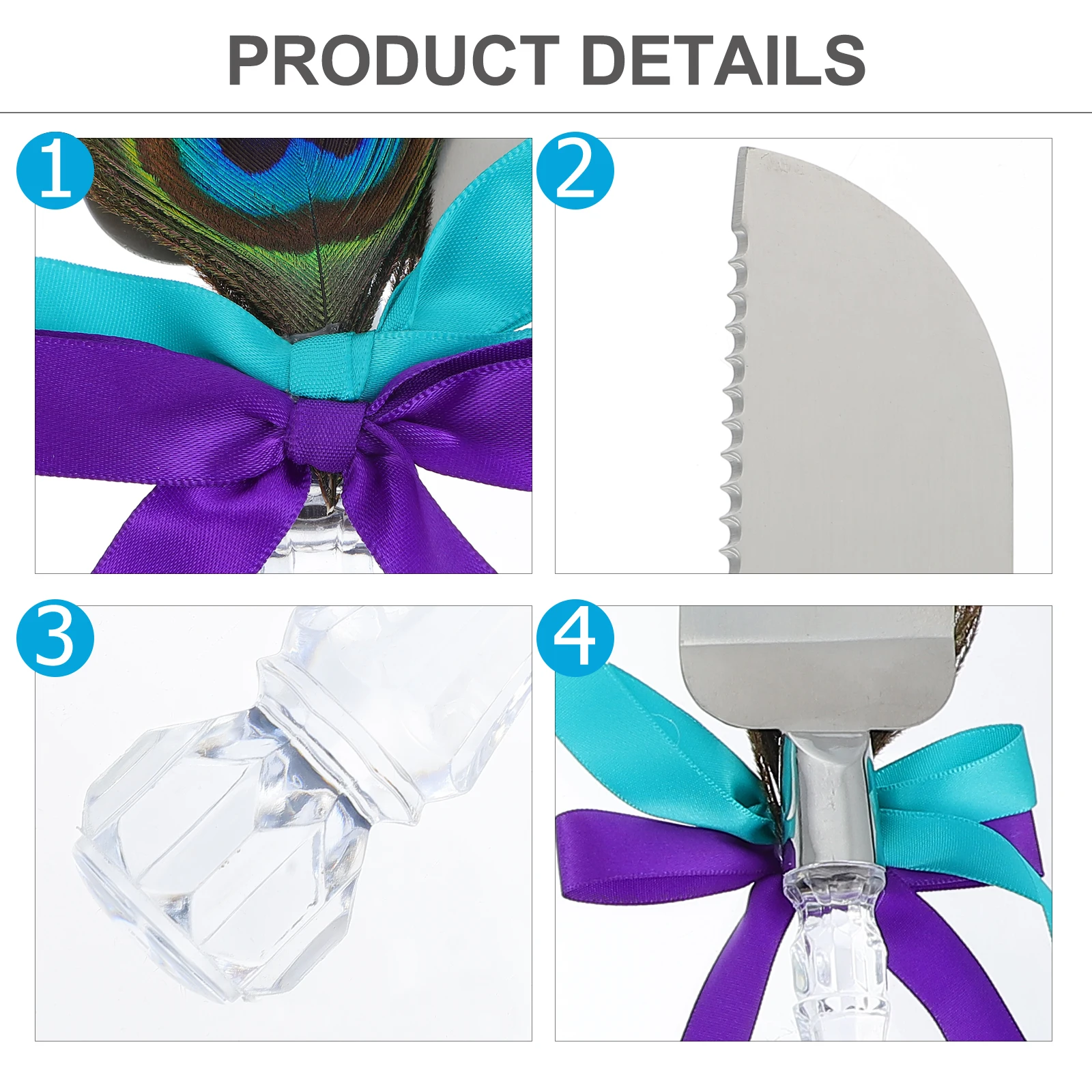 

2Pcs Peacock Hair Knife Stainless Steel Wedding Spatula Decorations Cake Cutting Tool Party Supplies Kitchen Bar Utensils