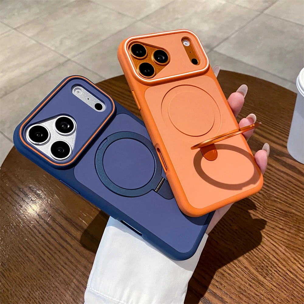 Ultradünne Hit-Color MagSafe-Handyhülle mit Ständer für iPhone 18 17 16 15 14 13 12 Pro Max, magnetische kabellose Ladehülle – Detail 7