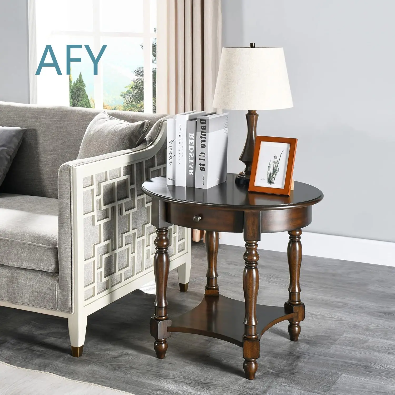 2025 Hot Selling Walnut Solid Wood Side Table with Drawers for American Retro Sofa for Home Living Room Decor Furniture