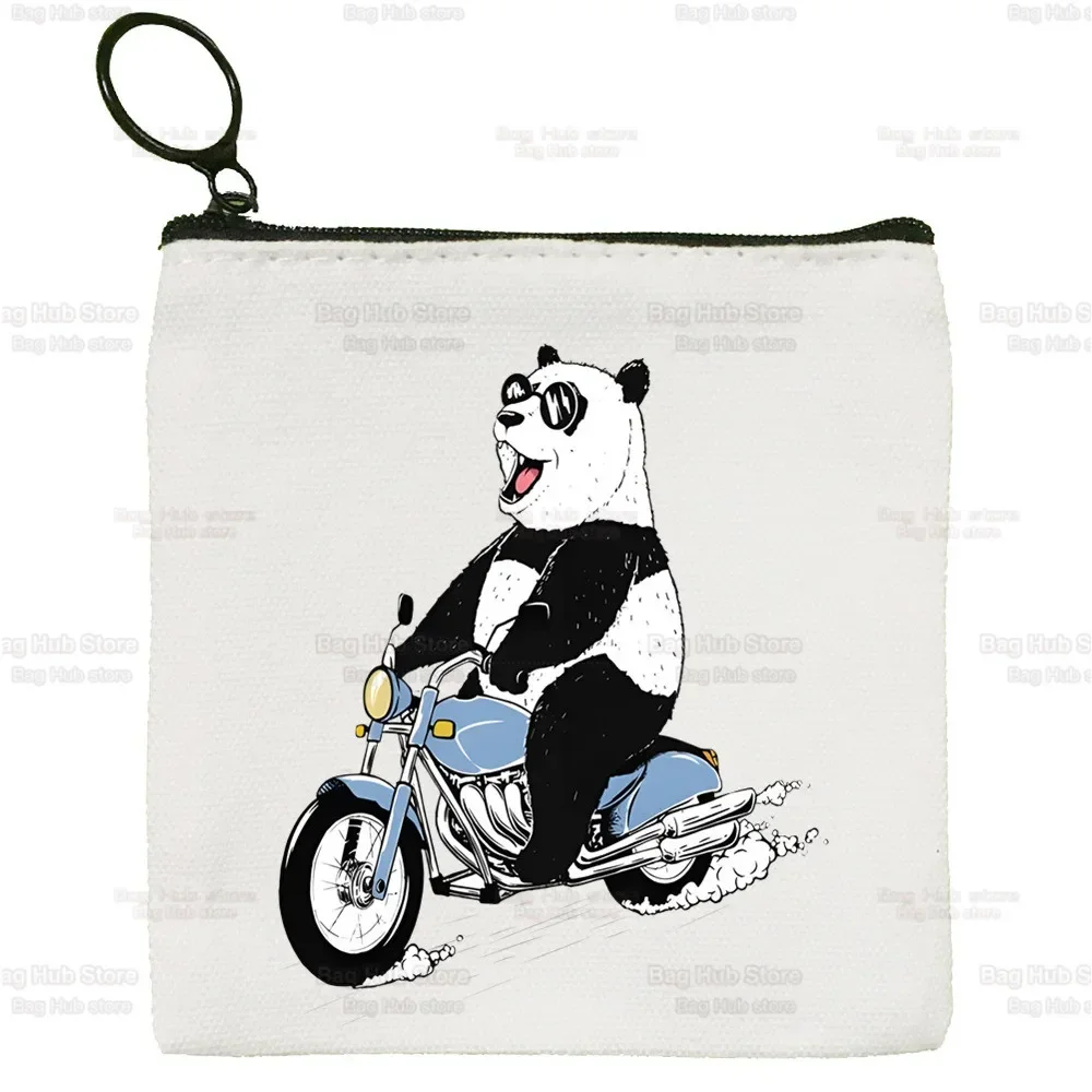 

All I Want To Do Is Panda No Today Key Bag Storage Card Cartoon Coin Canvas Coin Purse Canvas Bag Small Square Bag