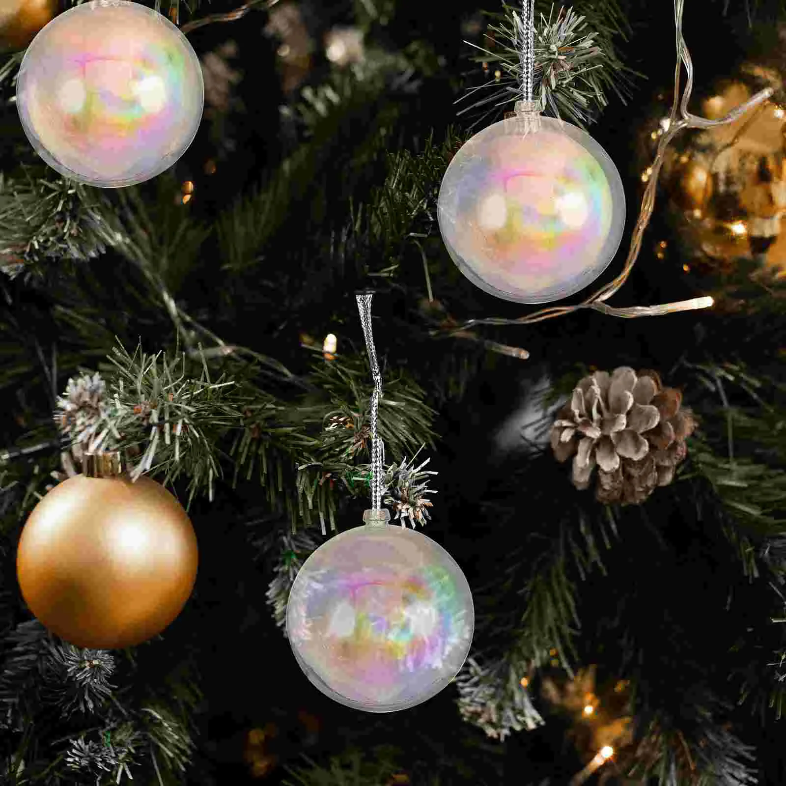 25 Pcs Christmas Tree Ornament Decoration Ball Red Ornaments Light Bulbs Plastic Xmas Balls Crafts Baubles Clear Molds