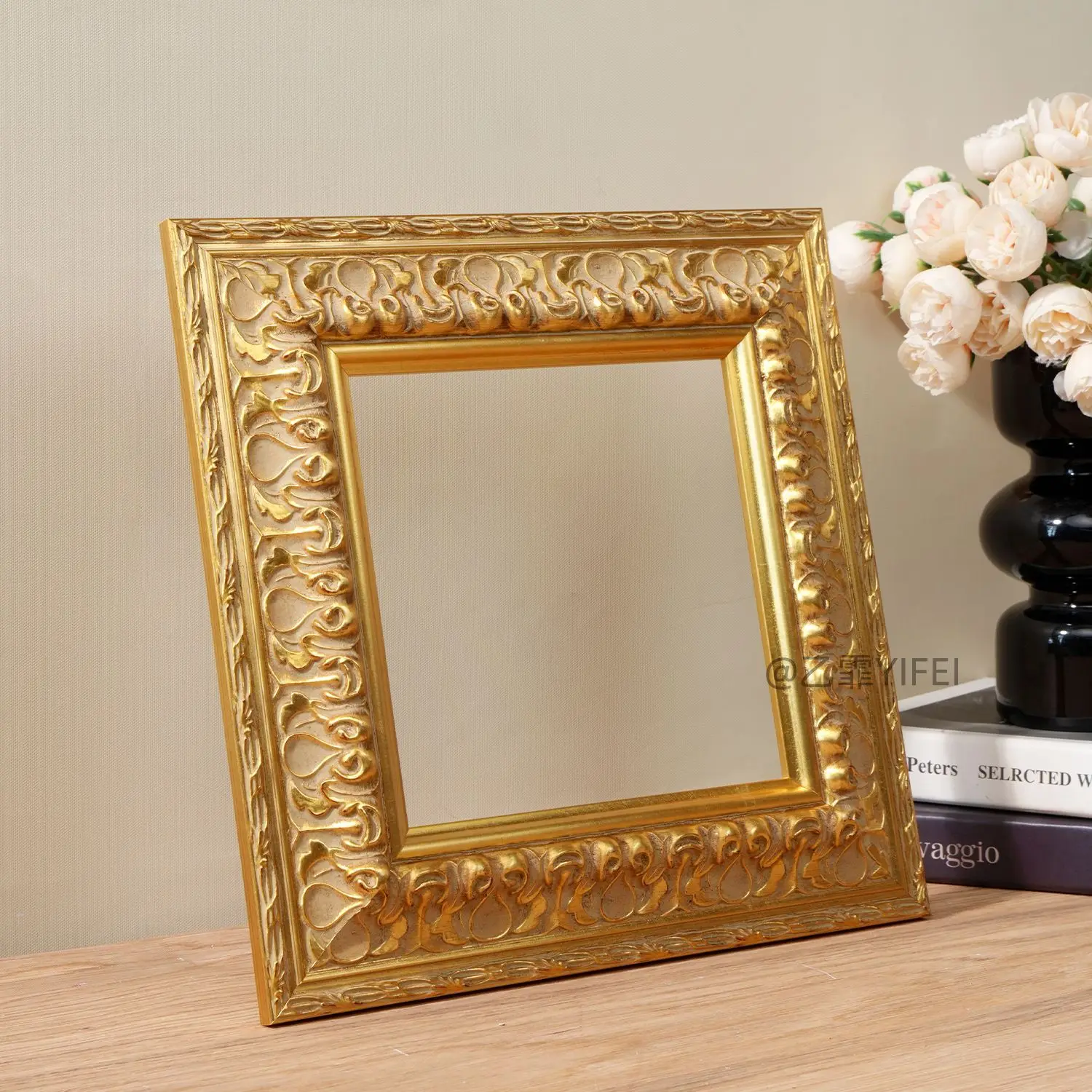 American French European style, gold 64mm custom wooden mounted wooden picture frame solid wood mounted