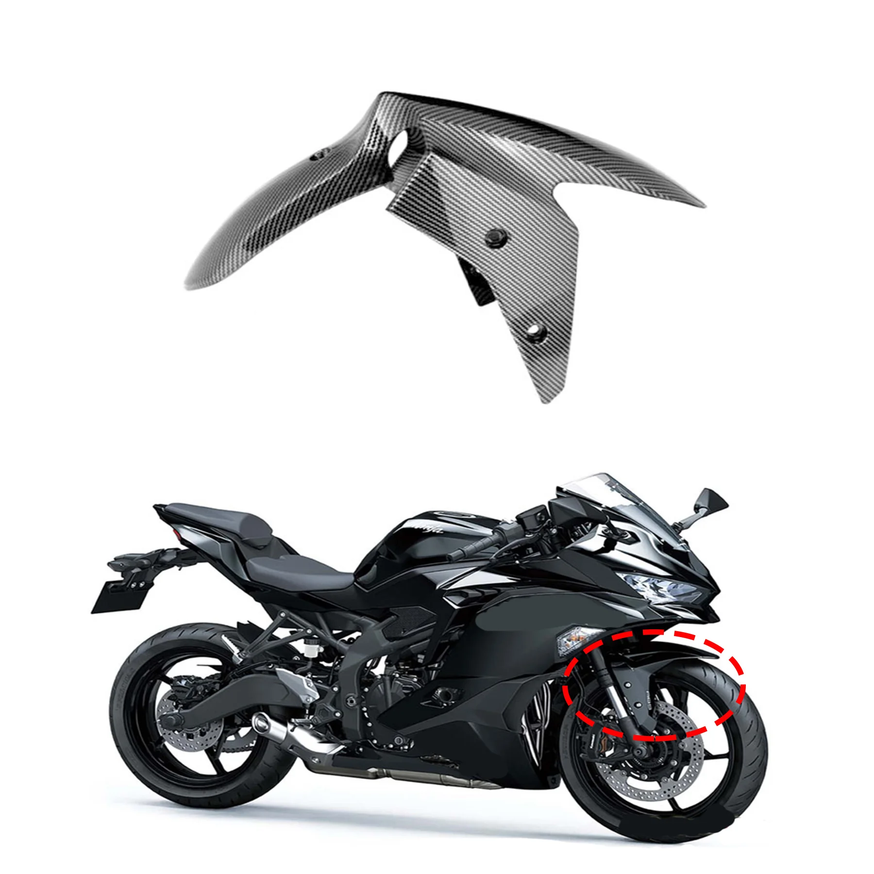 Fit For KAWASAKI ZX-4R ZX25R ZX-25R 2020-2023 Carbon Fiber Paint Front Tire Fender Mud Hugger Fairing