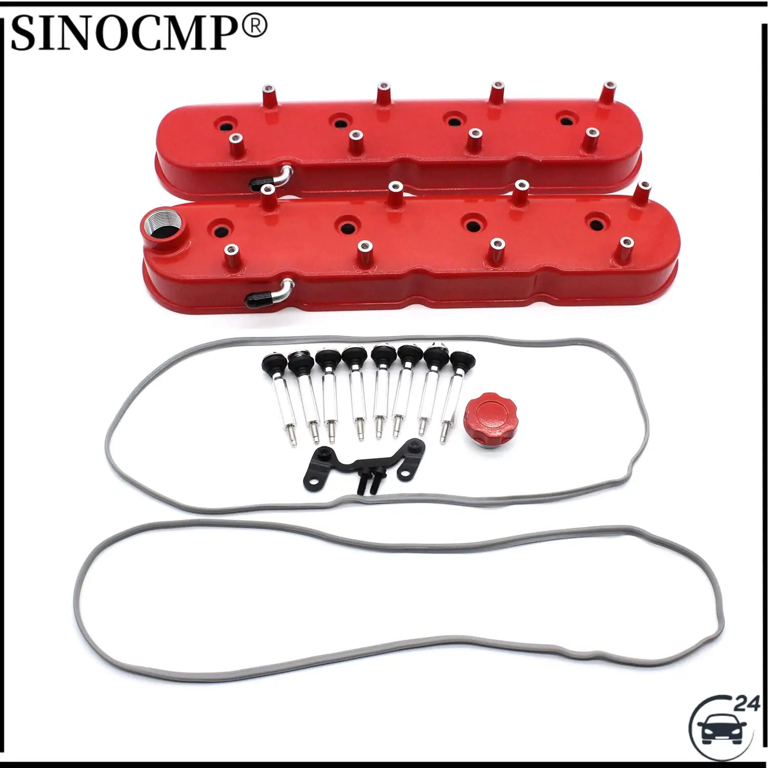 241-113 2PCS Aluminum Gloss Red Tall LS Valve Covers For Chevy LS1 LS2 LS3 LS6 LS7 LS Car Engines Parts Components Valve Covers