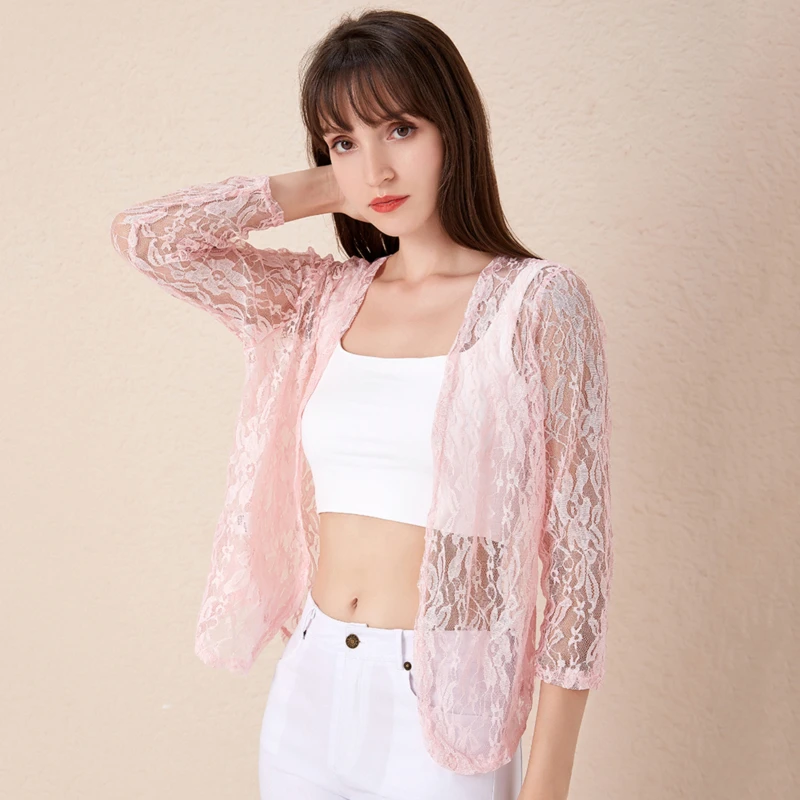 Women Blous Summer Kimono Tops Fashion Woman Blouses White Lace Blouse Shirt Long Sleeve Women Shirts Blusas Femininas