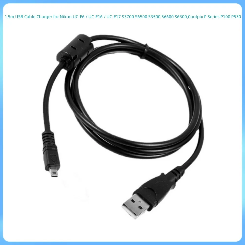 5pcs/lot1.5m USB Cable Cord Charger for Nikon UC-E6 / UC-E16 / UC-E17 Coolpix S3700 S6500 S3500 S6600 S6300 P100 P530