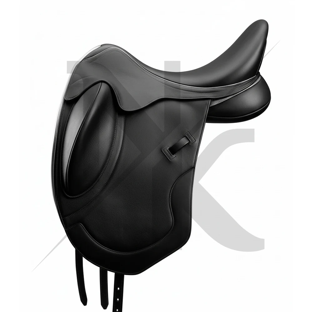 High Durability Leather Saddle Wooden Ergonomic Deep Seat Straight Flap British