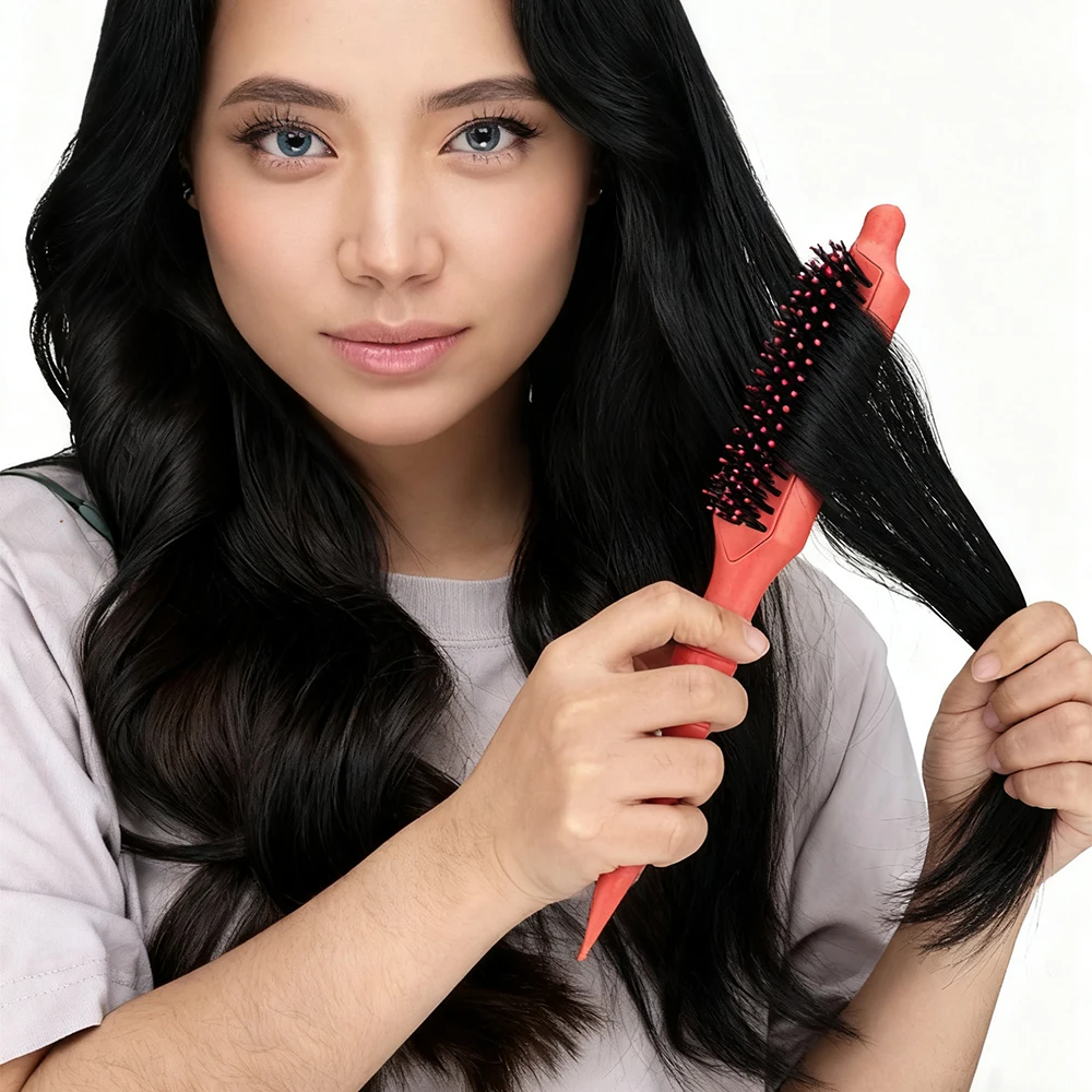 Volumenbürste mit Nylonborsten, Lockenroller-Kamm für flauschiges Haar, Styling und Glättung, Haarwerkzeug für Frauen und Männer – Detail 6