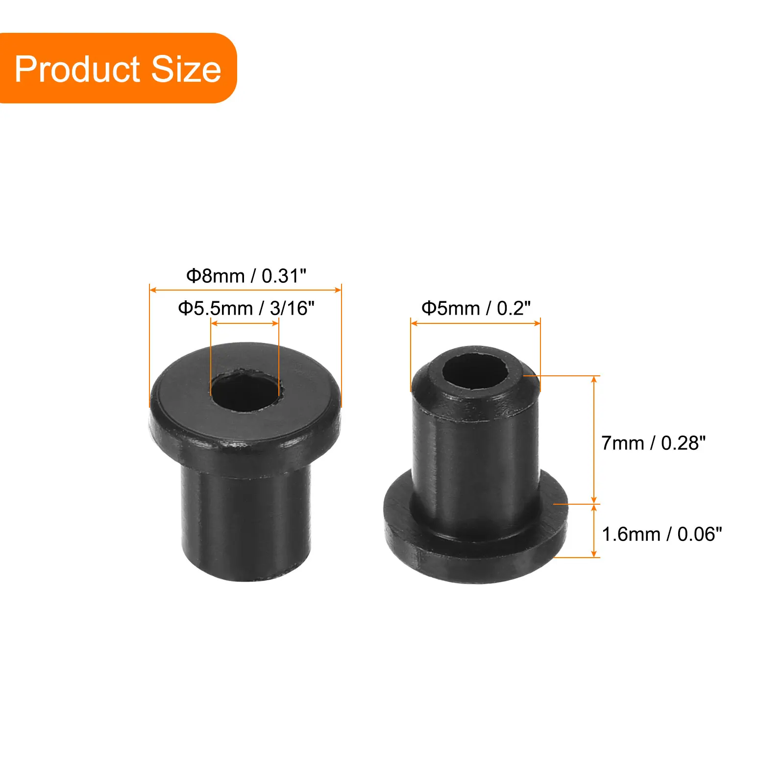 Uxcell 8-46Pc Rubber Grommets 5-16mm Drill Hole 3-10mm ID Hole Top Hat Grommet Black Silicone Rubber Hole Plug Gasket for Wiring