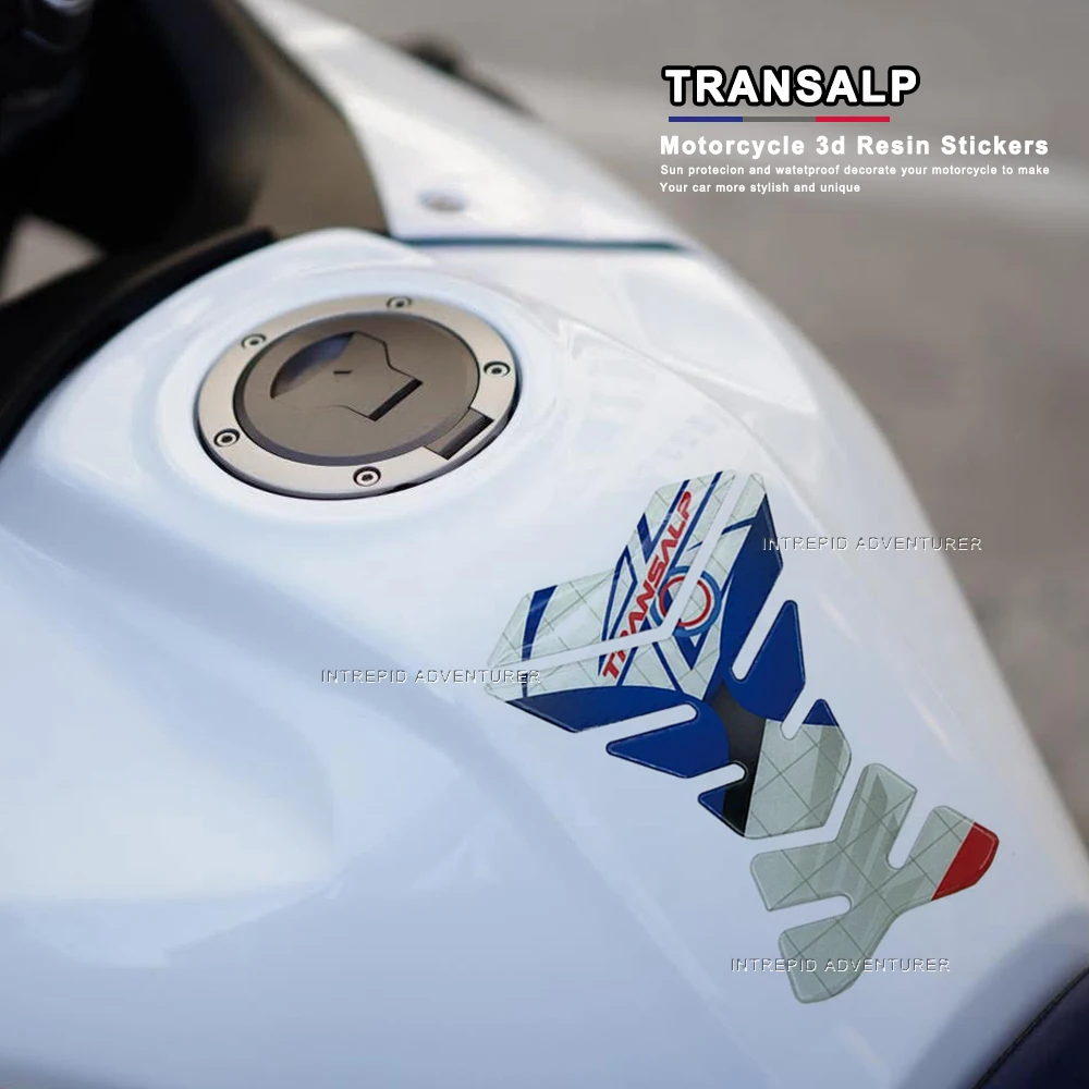 

For Honda Transalp XL750 XL XLV CDI 750 700 650 600 2001 2023 2024 3D Resin decals Motorcycle fuel Tank Pad Protective Sticker