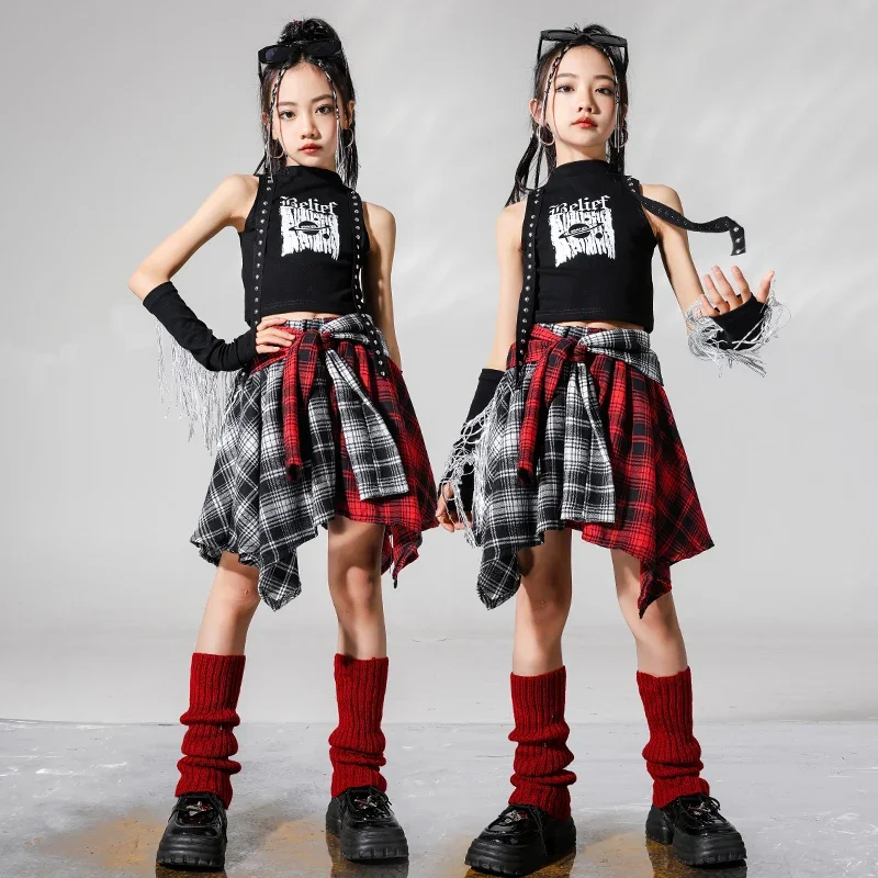 Ragazze Hip Hop Crop Canotte Gonna da ballo di strada Bambini Gonne a pieghe Adolescenti Jazz Costumi fantastici Bambino Camo Streetwear Set di vestiti