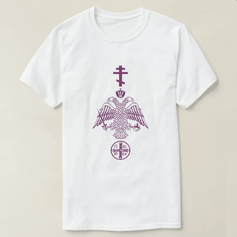 New 100% Cotton O-Neck Short Sleeve Casual Mens T-shirt Orthodox Cross XC NIKA Christogram Byzantine Christian Eagle T-Shirt