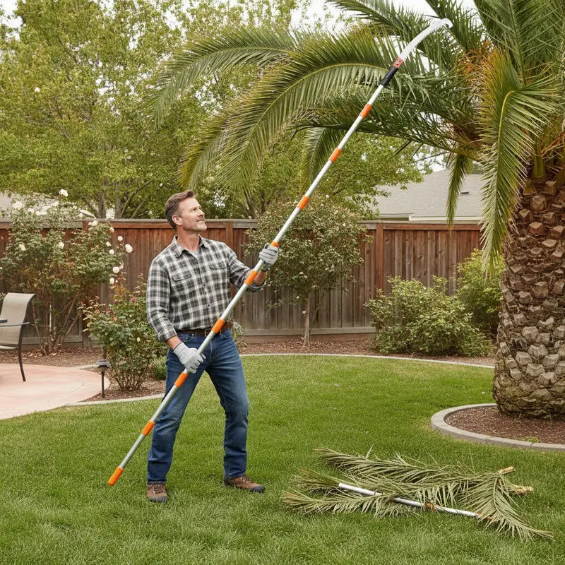 Scie à élaguer télescopique, scie à arbre manuelle, réglable de 1,4 à 3 m, sécateur à perche avec 8 lames, lame télescopique en acier au carbone, portée jusqu'à 298 cm pour couper les branches, les arbustes et les troncs