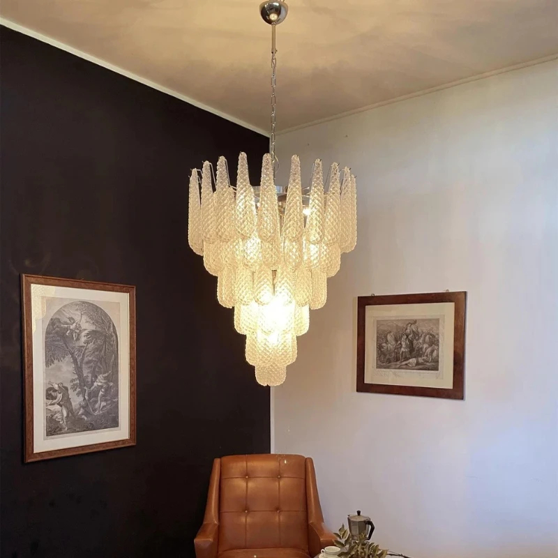 Italian Murano Handmade Glass Chandelier for Living Room Dining Room Decor Lamp Customized Color Glass Pendant Light Fixture