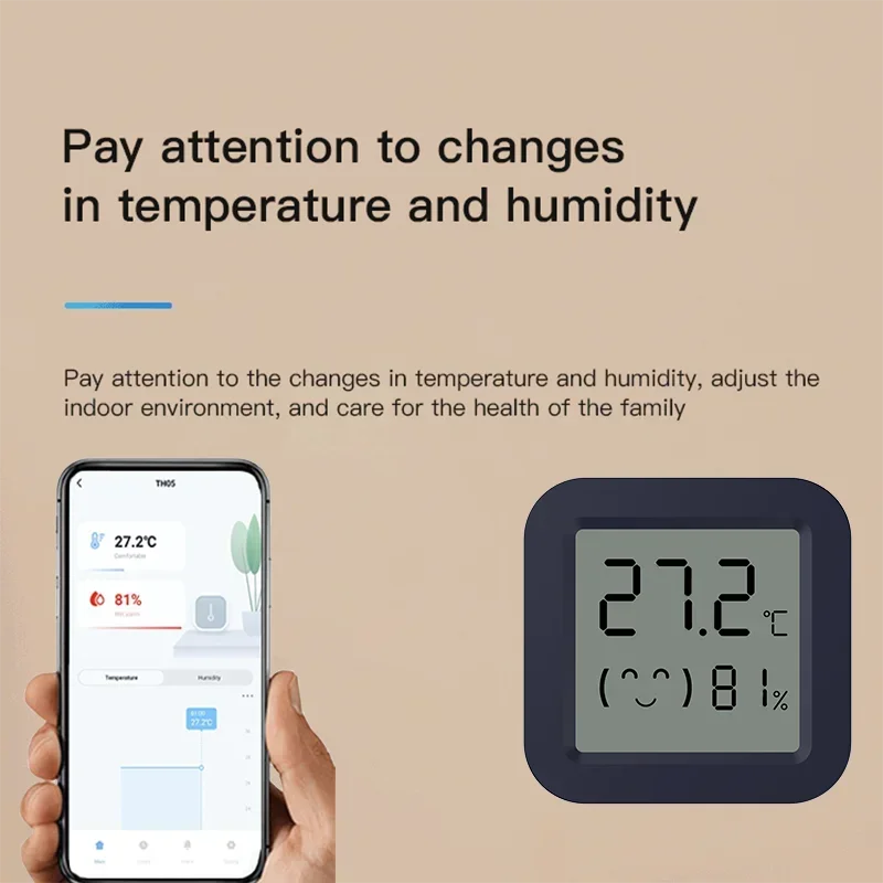 Bluetooth Temperature Humidity Sensor Mini LCD Screen Smart Tuya APP Remote Voice Control Google Thermometer Hygrometer