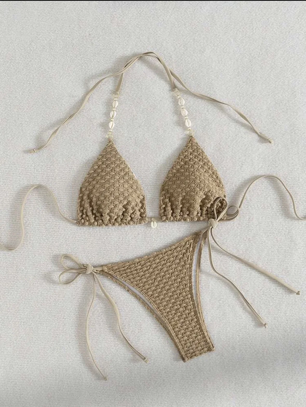 sexy shell chain halter string micro bikinis sets two pieces tie thong swimsuit bathing suit swimwear biquini bakini tankini