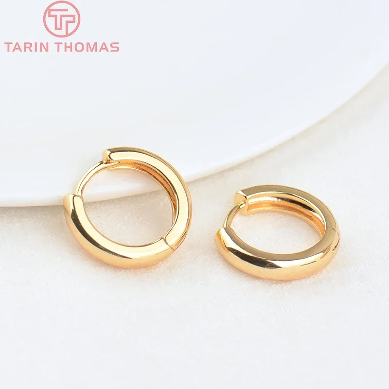 (342) 6PCS 16MM Width 3.5MM 24K Gold Color Brass Round Earring Hoop Earring Clasp High Quality DIY Jewelry Making Findings