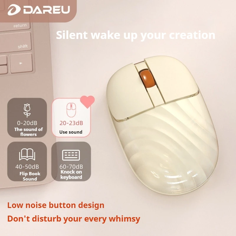 Water Ripple Wireless Bluetooth 2.4g Mouse 1200dpi Type-C Interface Silent Female Rechargeable Desktop Laptop Optical Mouse