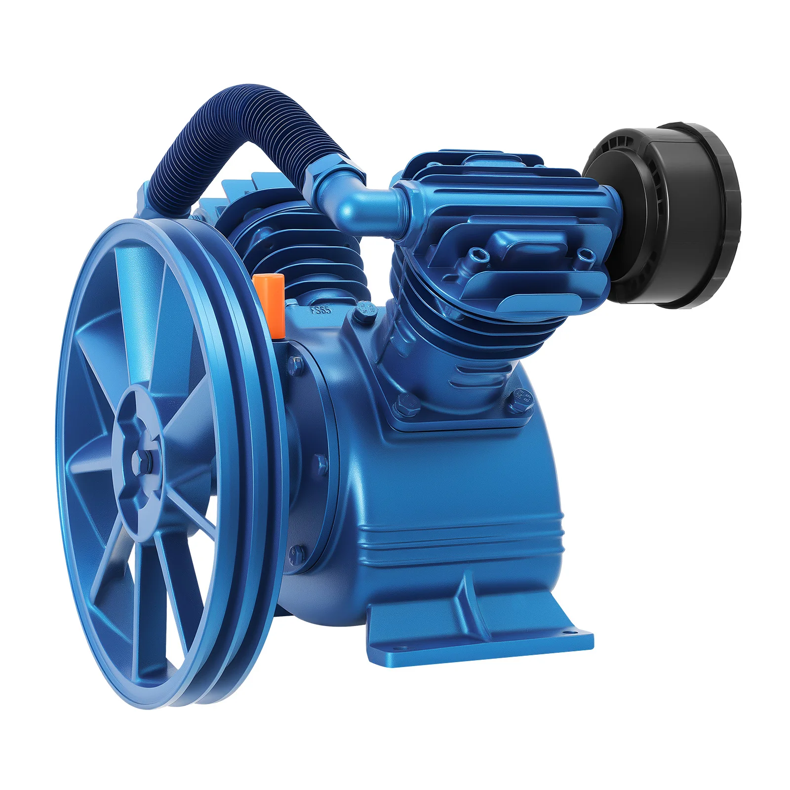 

Air Compressor Pump Head,V Type Twin Cylinder Air Compressor 5.5HP 21CFM 175PSI Pump Head Double Stage and Flywheel