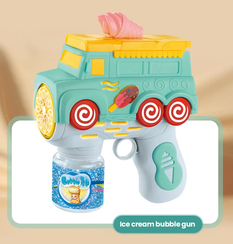 Pistola per bolle elettrica Camion per gelato Macchina per bolle automatica portatile Gioco all'aperto Festa Compleanno Regalo di nozze Giocattolo per bambini