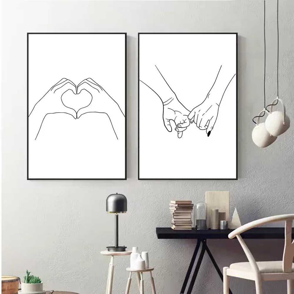 Black White Couple Line Vintage Posters Sticky Vintage Room Home Bar Cafe Decor Kawaii Room Decor