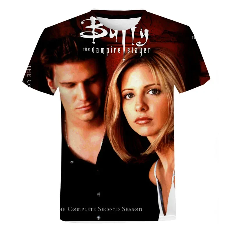 TShirts Movies Buffy The Vampire 3D Print Summer Tees Crew Neck Short Sleeve Casual TShirt Oversize Men Women Kids Tops Clothes